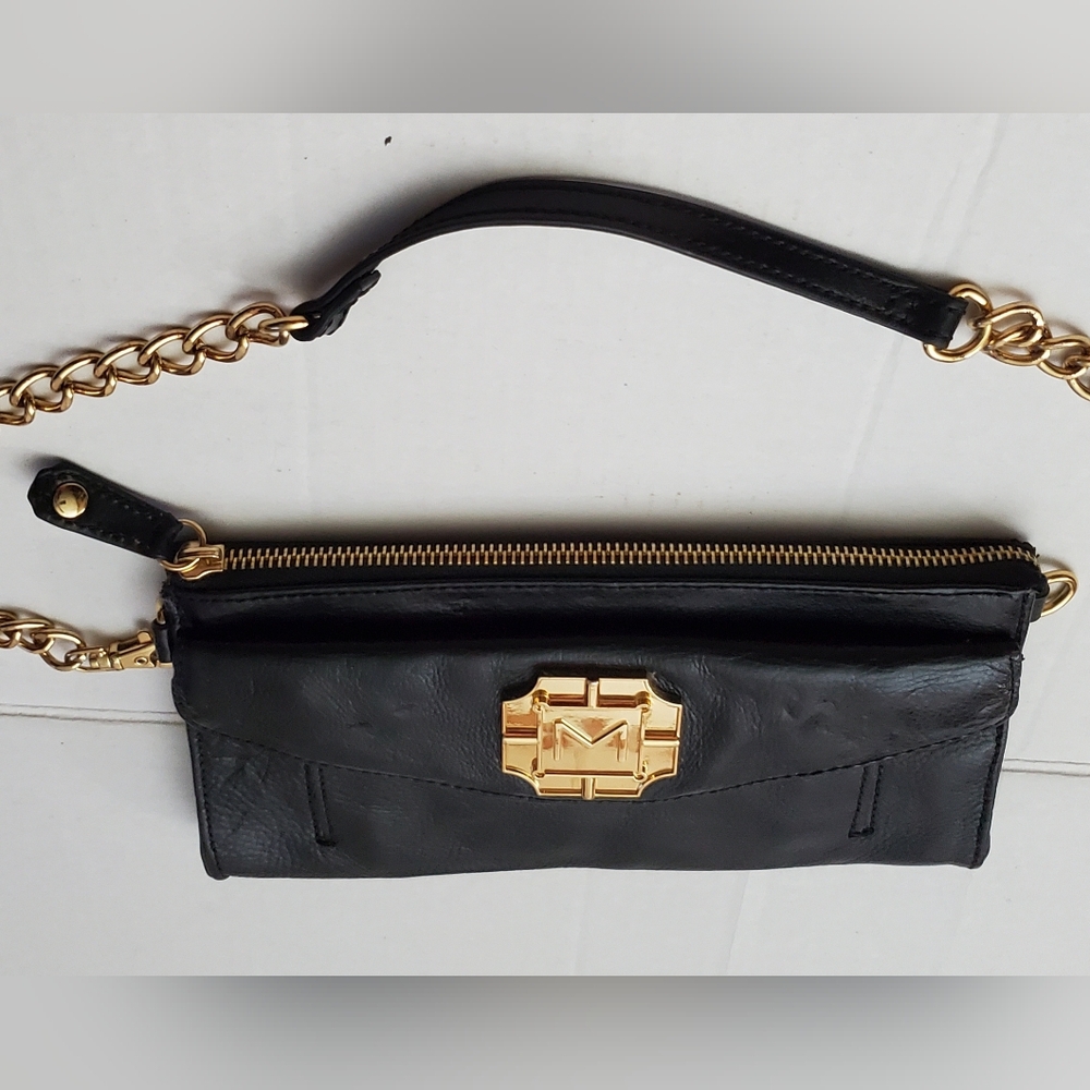 Monet Small 100% Leather Convertble Clutch Purse**Removable Chain Strap - Picture 3 of 9